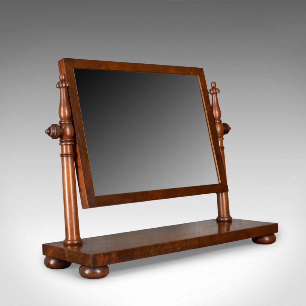 Large Antique Dressing Table Mirror, Flame Mahogany, William IV, Toilet, c.1835