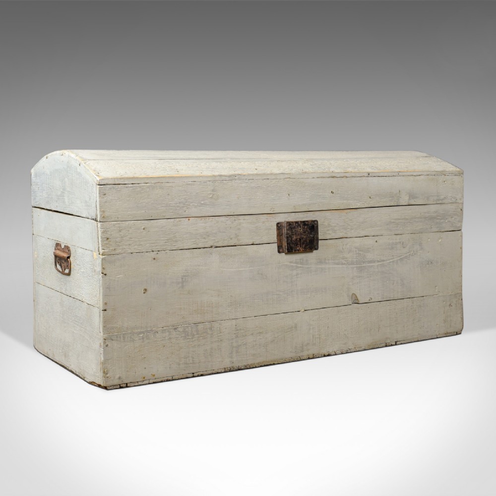 Antique Carriage Trunk, Painted, Pine, Victorian, Dome Topped Chest, Circa 1890