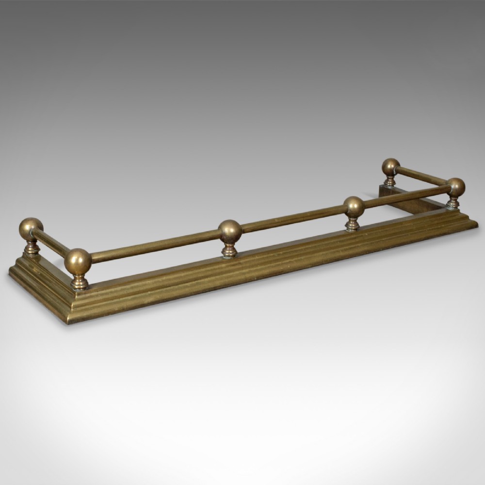Antique Brass Fire Kerb, Victorian Fireside Fender, English Circa 1900