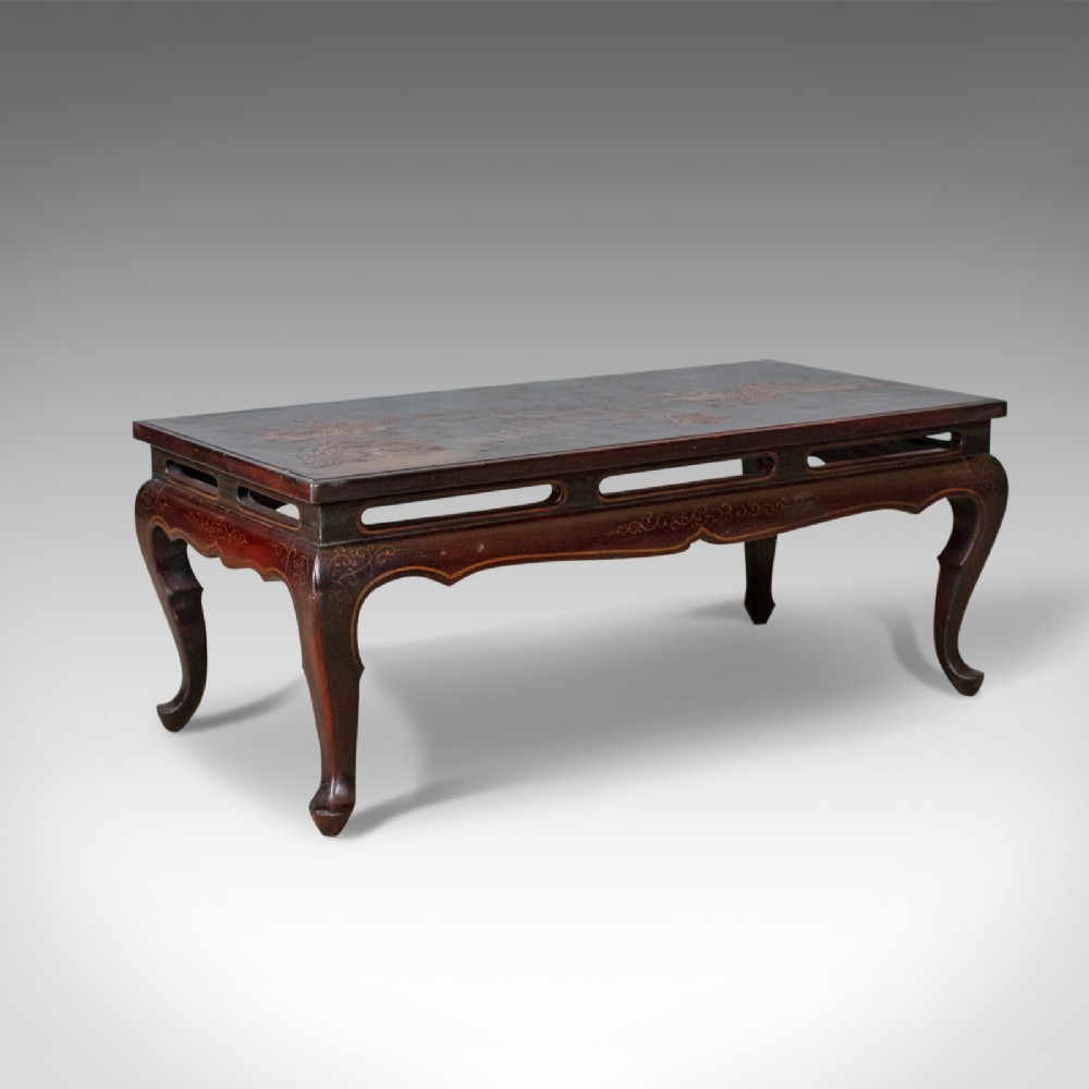 Antique Oriental Coffee Table, Low, Lacquered, Side, Edwardian, Circa 1910