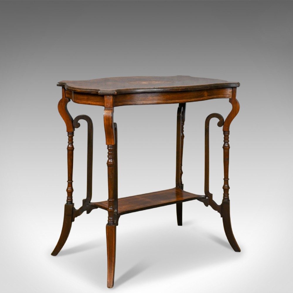 Antique Side Table, English, Edwardian, Lamp, Rosewood, Circa 1910