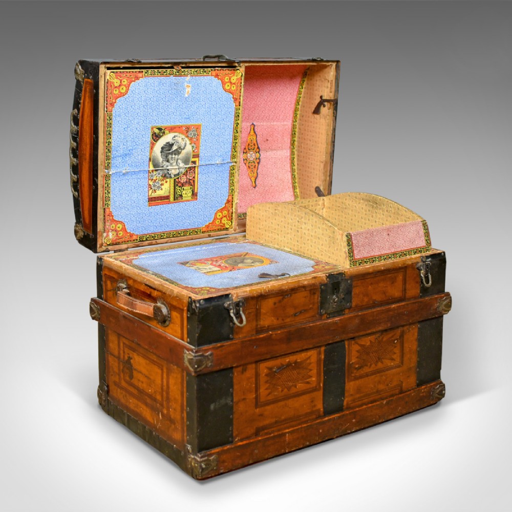 Antique Dome Topped Carriage Chest, English, Victorian, Trunk, 19th Century