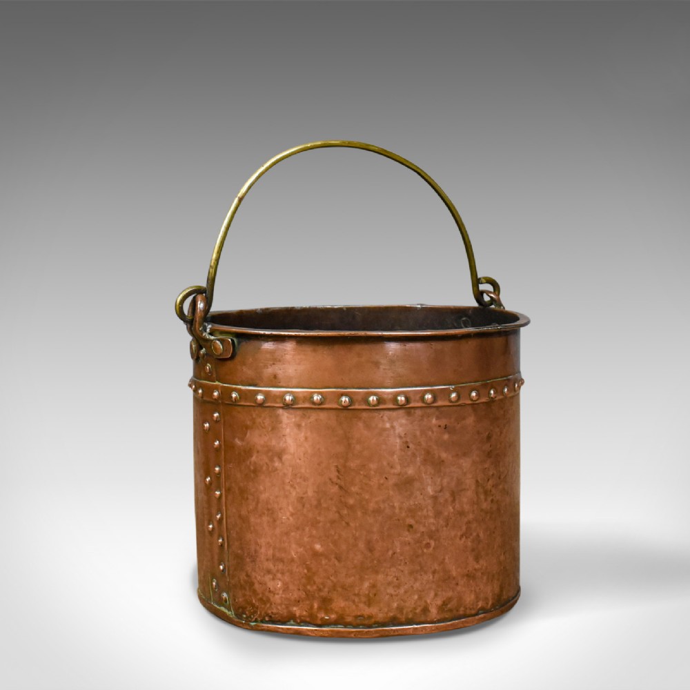 Antique Copper Coal Bucket, English, Victorian, Fireside Scuttle, Circa 1850