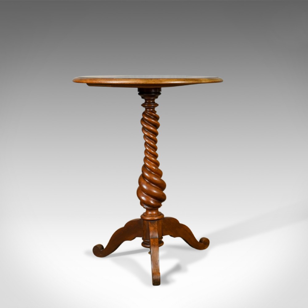 Antique Wine Table, English, Victorian, Mahogany, Tripod Side Barley Twist c1860