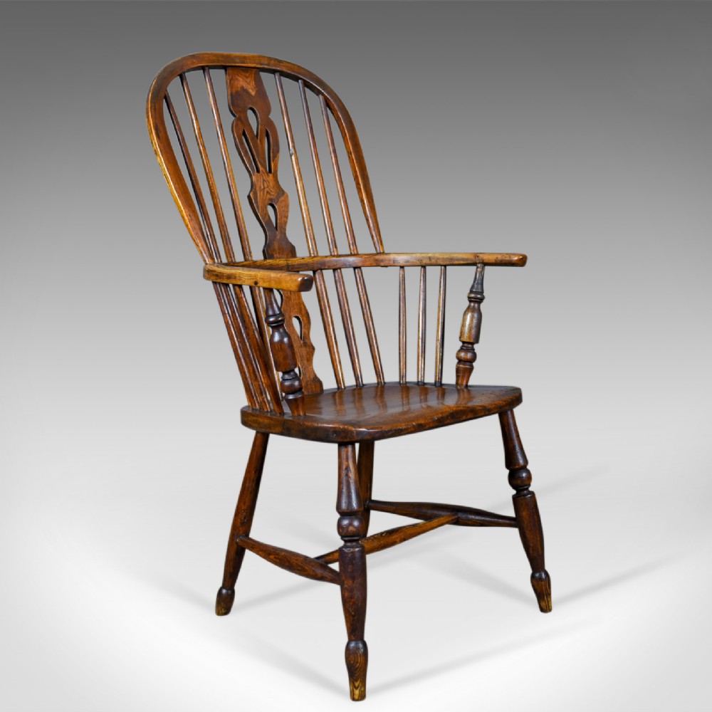 Antique Windsor Armchair, English, Victorian, Stick Back, Elbow Chair Circa 1860