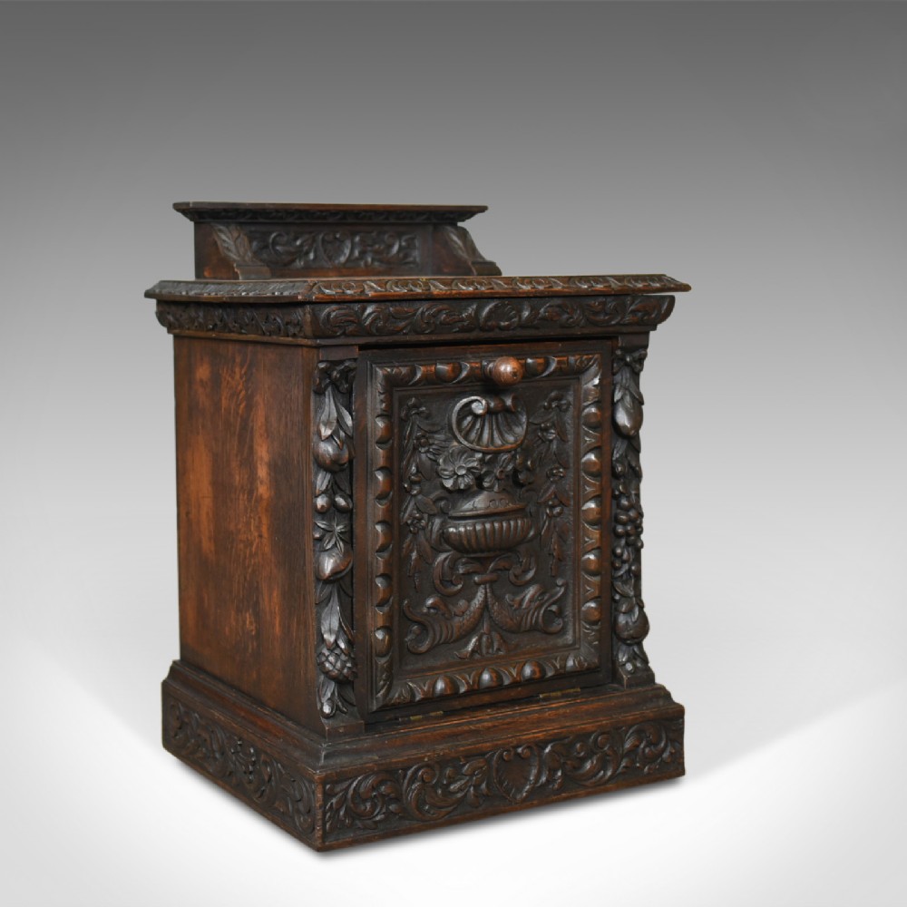Antique Purdonium, Scottish, Oak, Coal, Fireside Log Bin, Victorian, Circa 1880