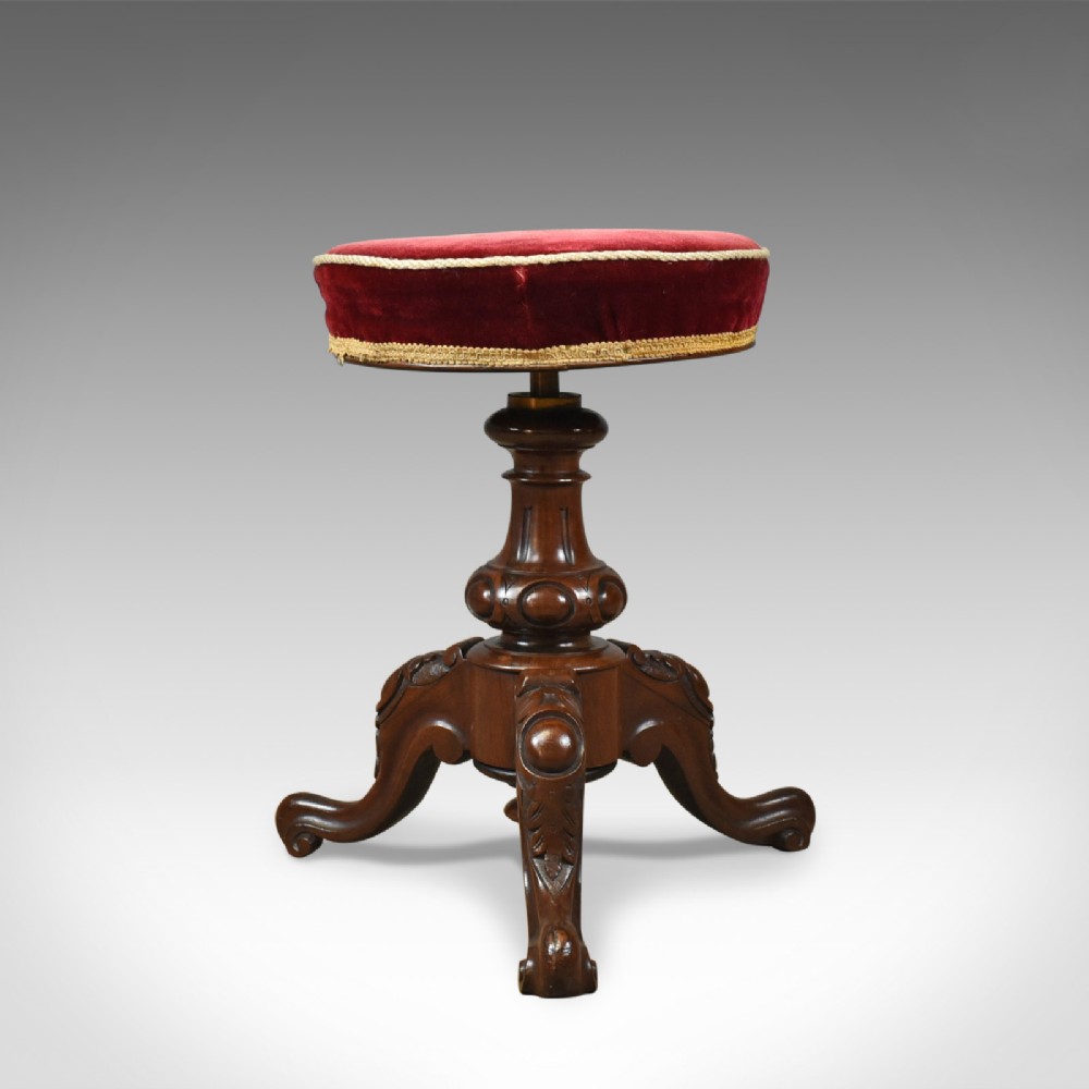 Antique Piano Stool, Rosewood, Adjustable, Music, English, Victorian, Circa 1880