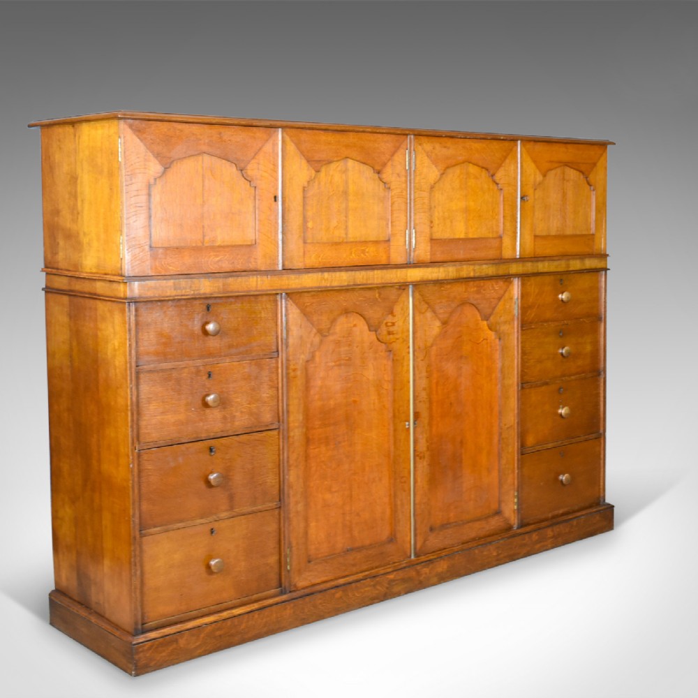 Large Antique Estate Manager's Cupboard, Oak, English, Victorian, Cabinet c.1880