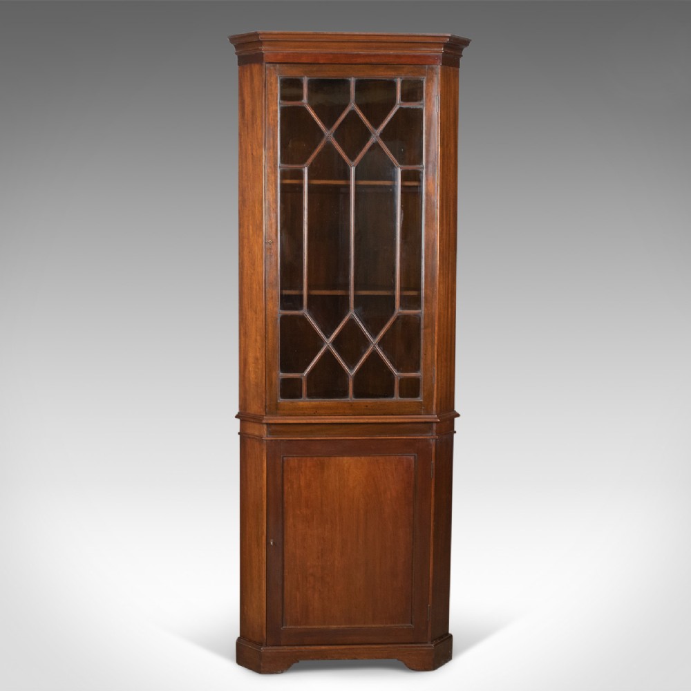 Antique Corner Cabinet, Glazed, Display, Edwardian in Georgian Taste, Circa 1910