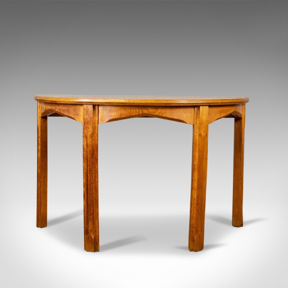 Antique Console Table, Cotswold Demi-Lune, Gothic Ecclesiastical Overtones c1910