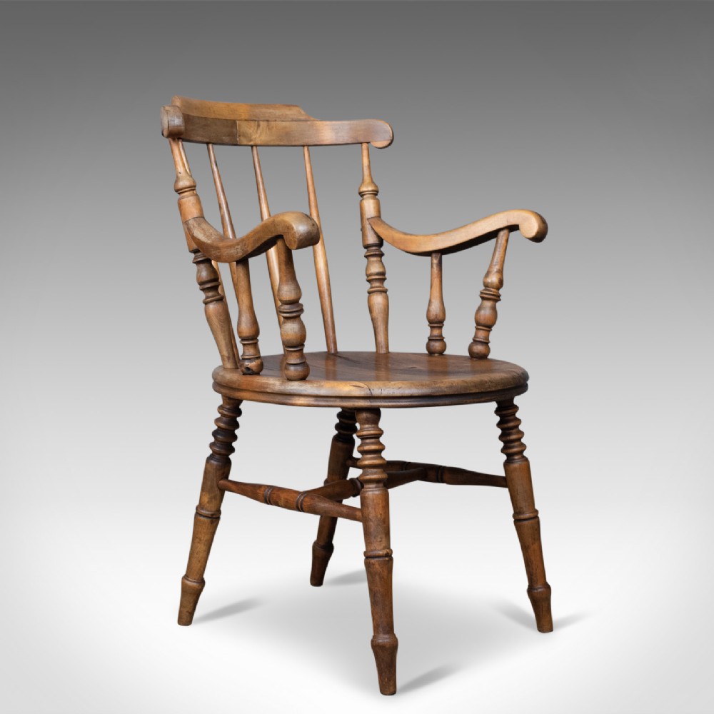 Antique Elbow Chair, English, Victorian, Country Kitchen, Armchair, Circa 1900 
