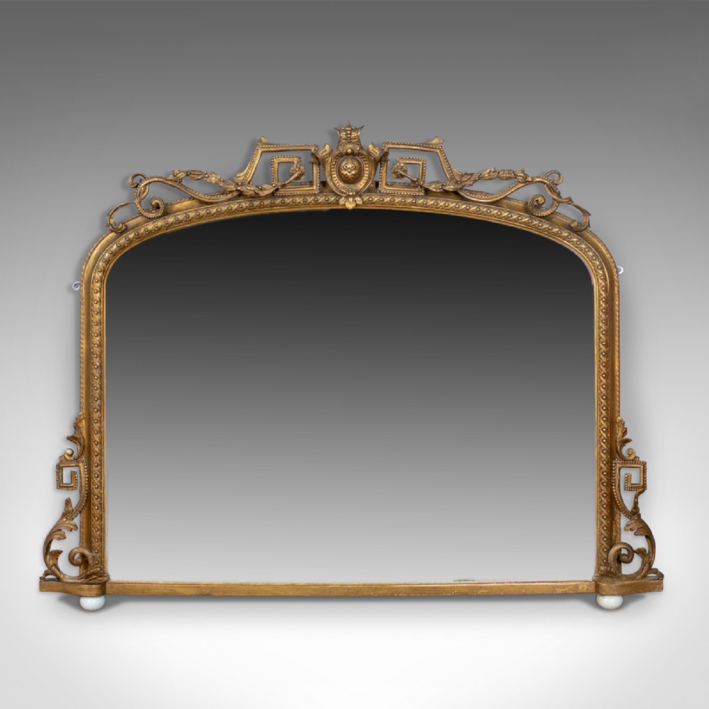 Antique Overmantel Mirror, Mid-Sized, English Regency, Wall, Giltwood Circa 1820