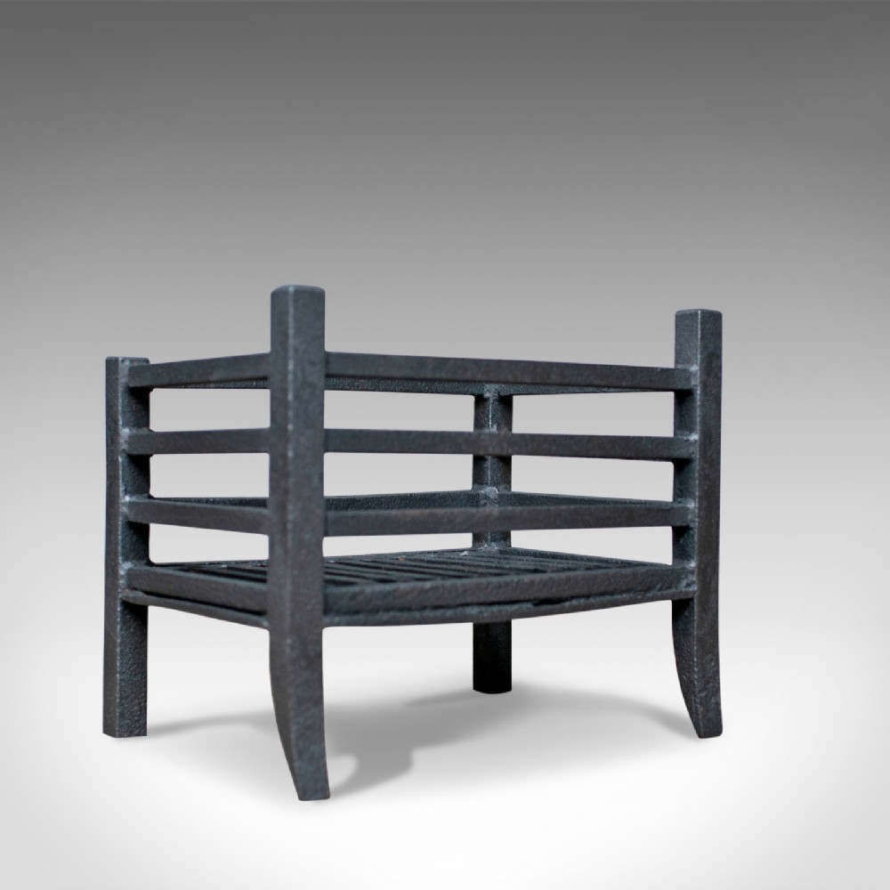 Small Antique Fire Basket, English, Iron, Fireplace Grate, Circa 1900