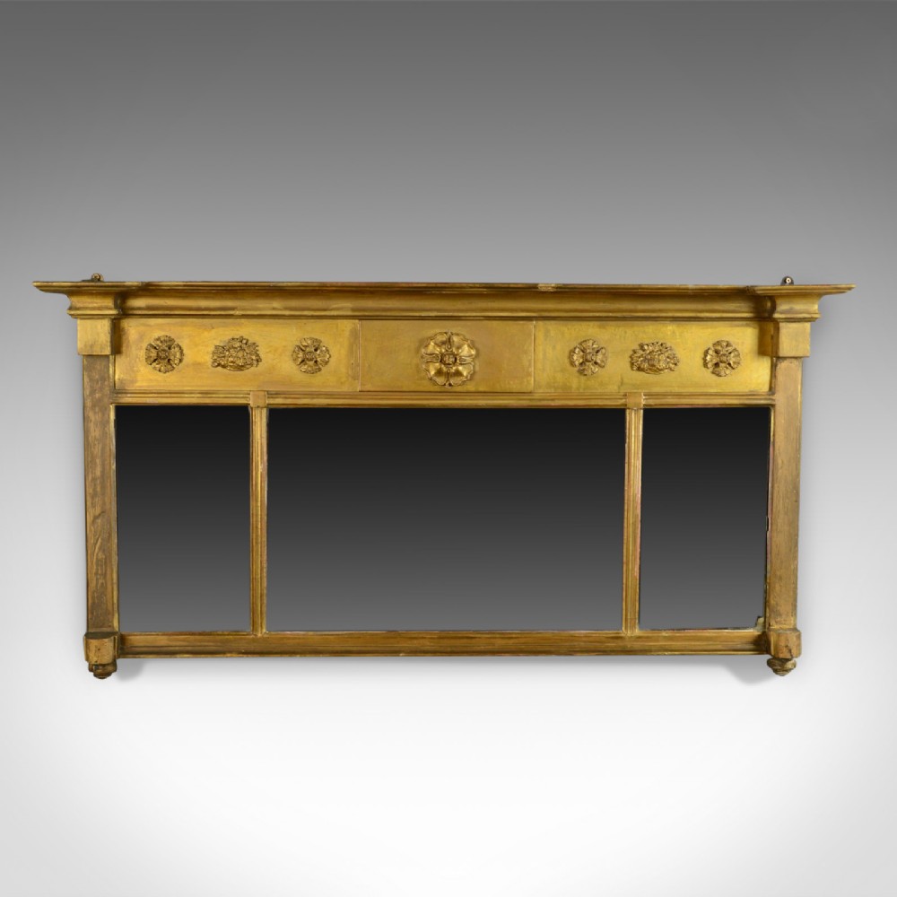 Antique Overmantel Mirror, English, Regency, Early 19th Century, Wall Circa 1820