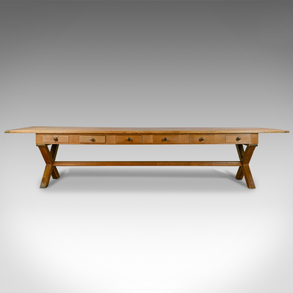 Large, 11ft, Antique Pine Refectory Table, Victorian Dining, Country House c1880