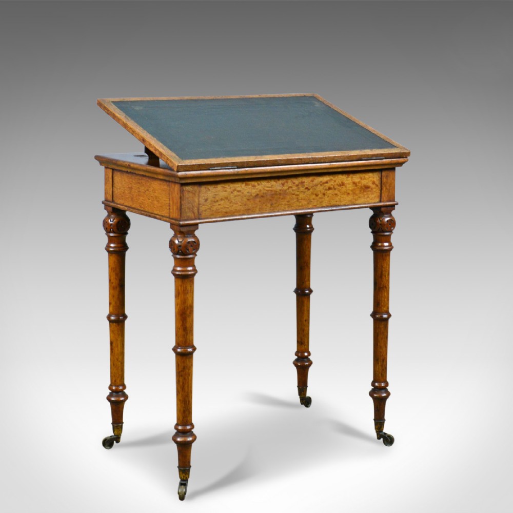 Antique, Adjustable Writing Table, English, Oak, Johnstone and Jeanes, c.1850