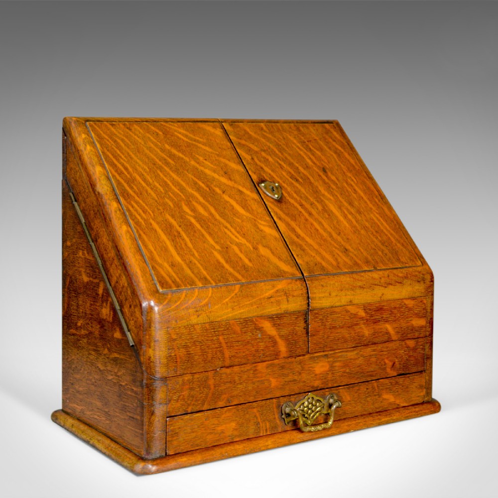 Antique Stationery Cabinet, English, Victorian, Oak, Correspondence Chest c.1900