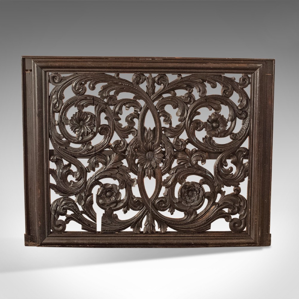Antique Carved Wall Panel, Large, Victorian Decorative Carved, Oak Screen c.1880