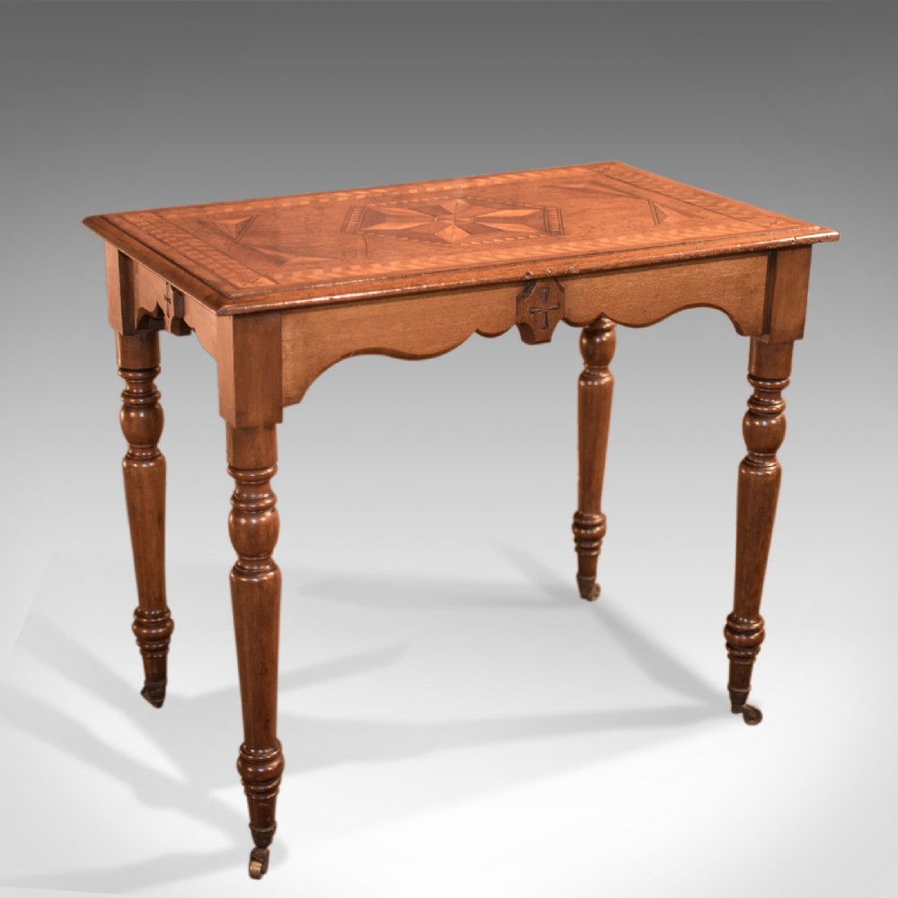 Antique Side Table, Georgian, English, Inlaid, Oak, Occasional, Circa 1800