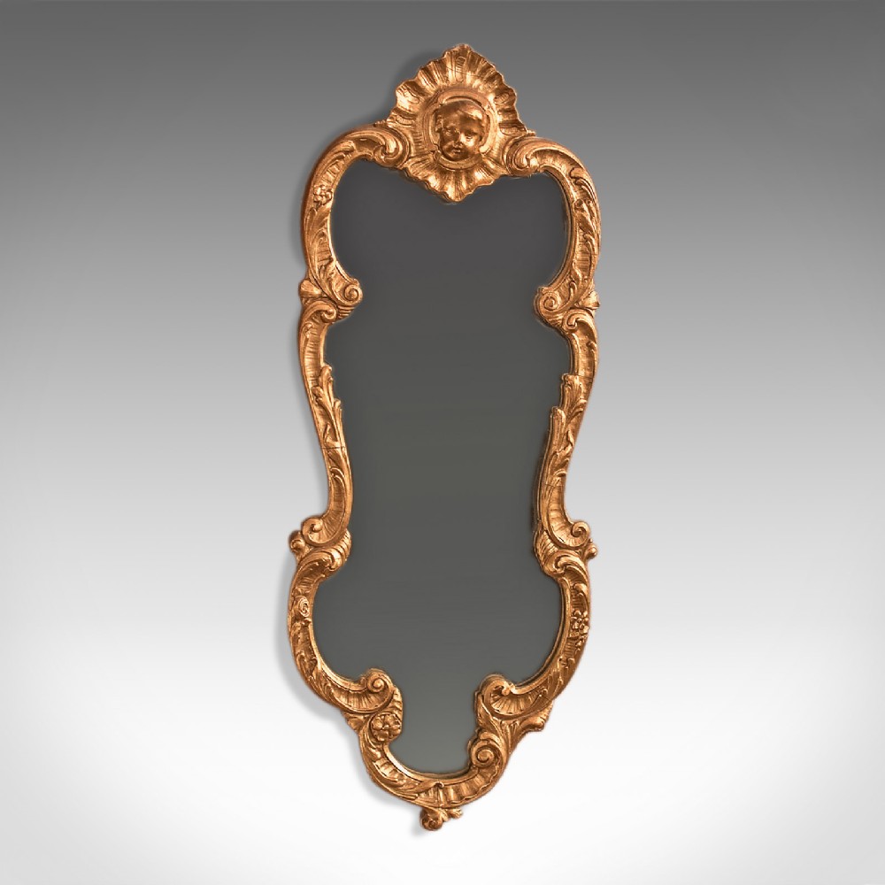Period Giltwood Wall Mirror, Early 20th Century Hall, Vanity, Rococo Revival