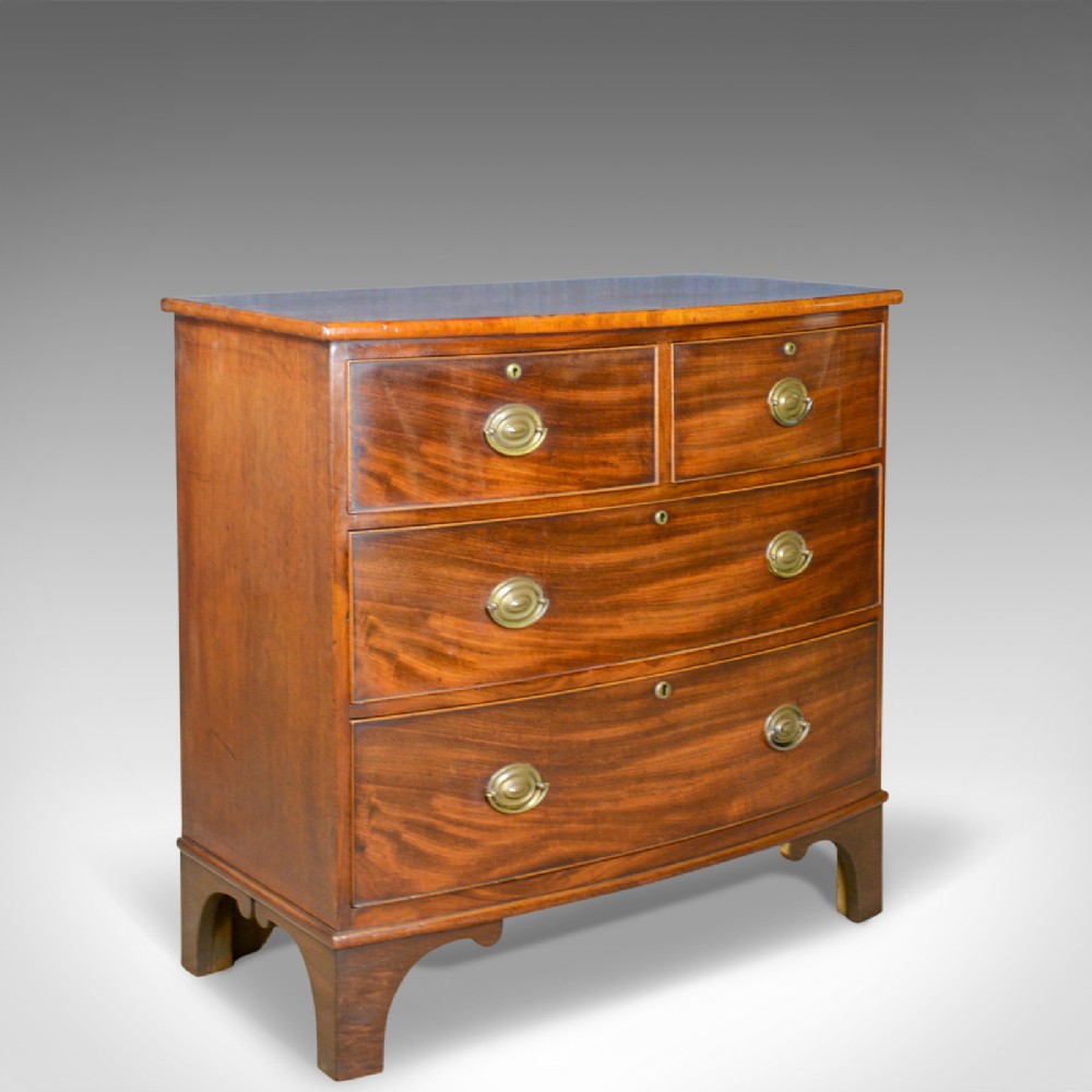 Antique Bow Front Chest of Drawers, English, Georgian, Mahogany, Circa 1790