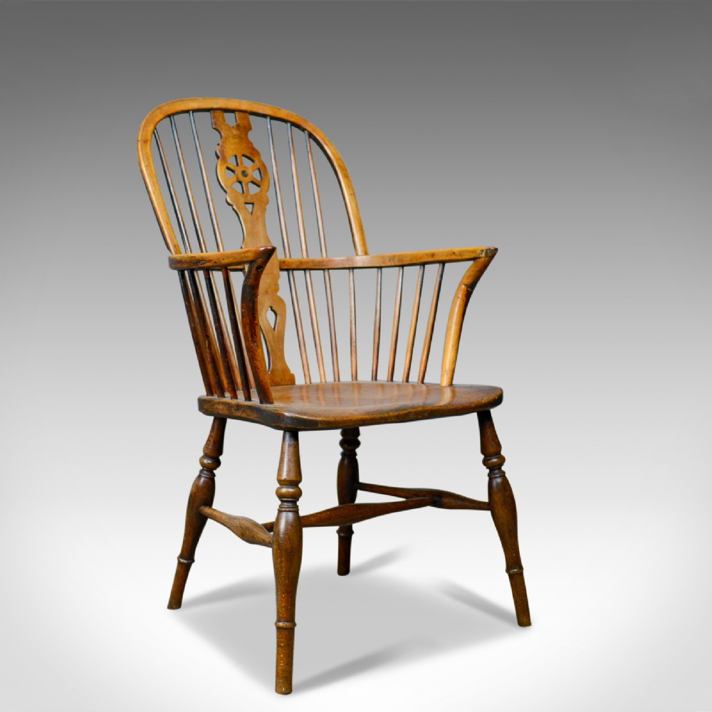 Antique Windsor Armchair, English, Victorian, Country Kitchen, Stick Circa 1900