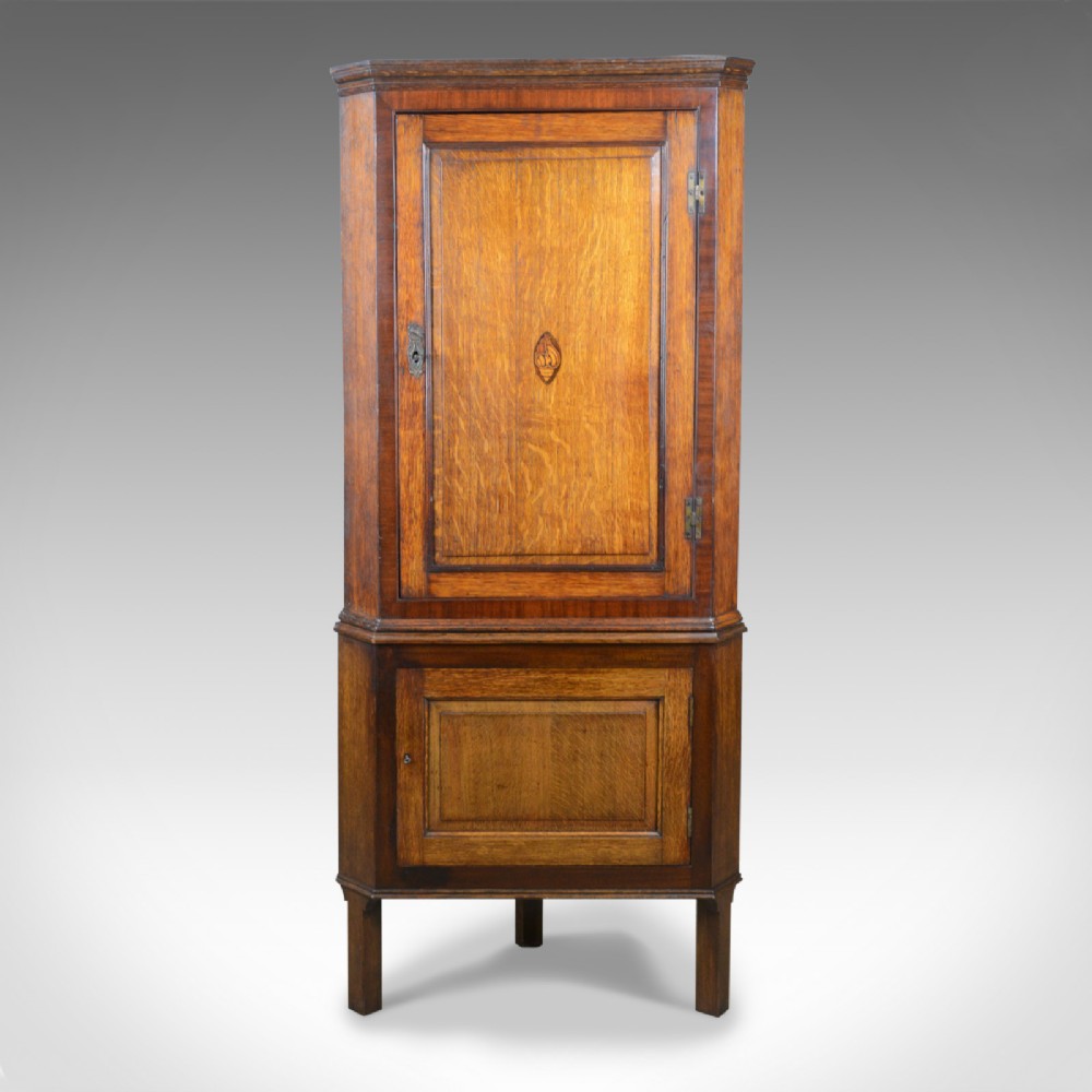 Antique Corner Cabinet on Stand, George III, Oak, Mahogany, c.1770 and Later