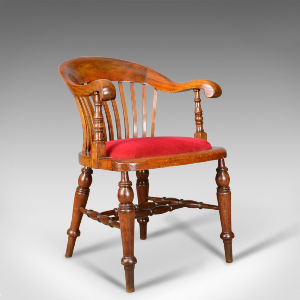Antique Bow Back Armchair, High Wycombe, Smokers, Captains, R. Tyzack, George V