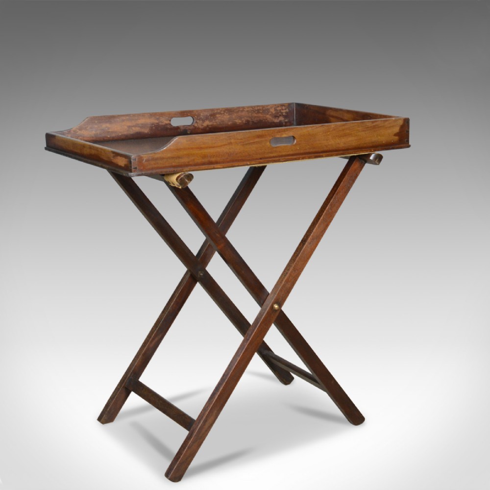 Antique Butler's Tray, English, Mahogany, Folding, Circa 1900