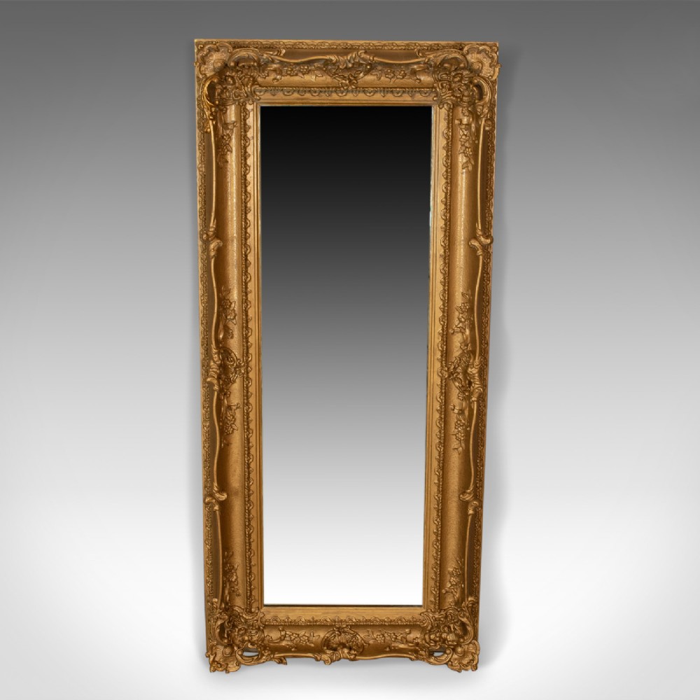 Large Antique Mirror, Tall, Victorian, Gilt Gesso, Dressing, 19th Century c.1850