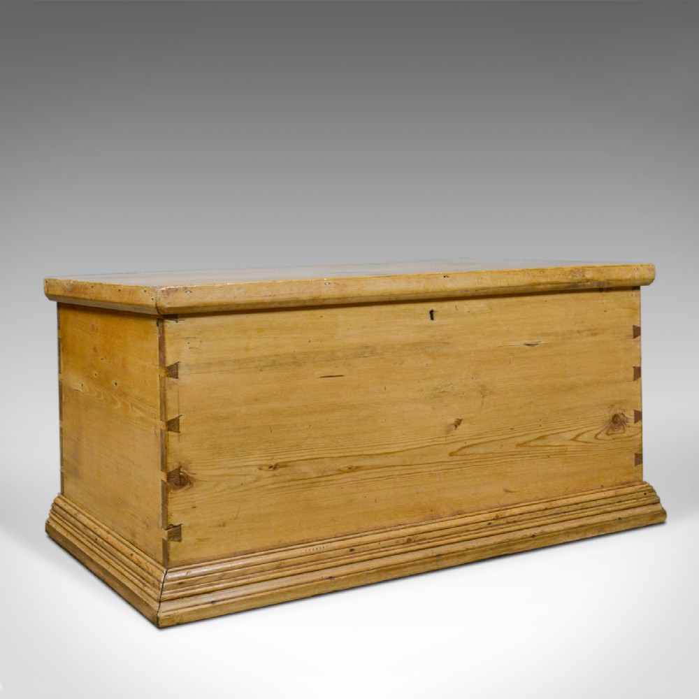 Antique Pine Trunk, English, Victorian, Blanket, Carriage Chest, Box, Circa 1880