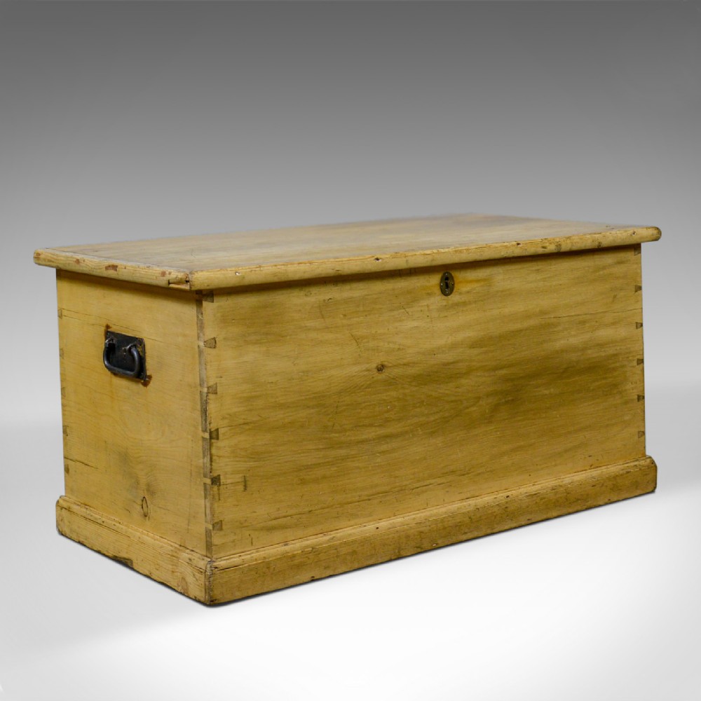 Antique Pine Trunk, Victorian, Blanket Chest, Box Early 20th Century, Circa 1900
