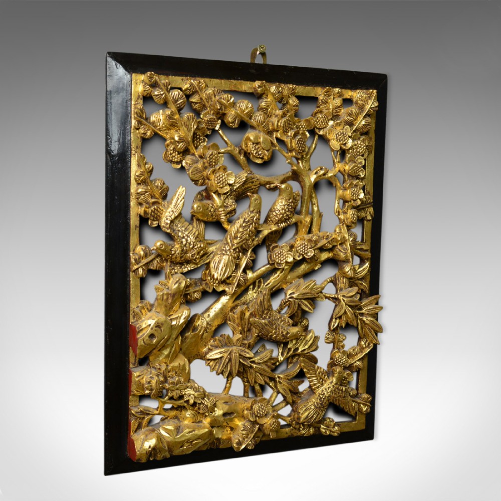 Antique Carved Wall Panel, Chinese, Giltwood, Decorative, Circa 1900