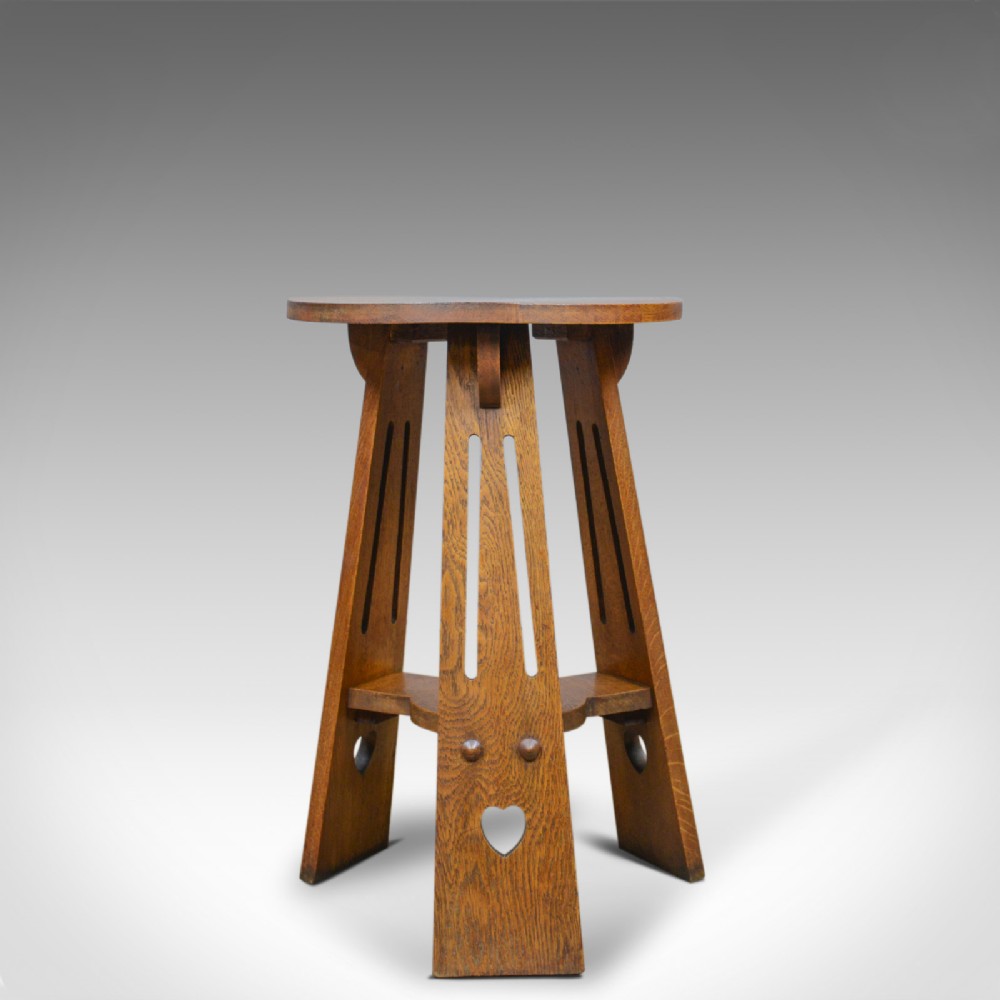 Arts and Crafts Side Table, English, Antique, Liberty-Esque, Oak, Tripod  c.1900