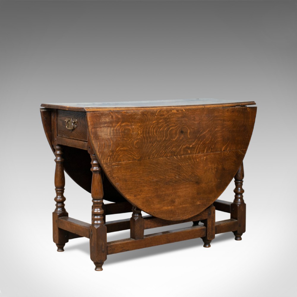 Antique Gate Leg Table, Georgian, English, Oak, Country Kitchen Dining, c.1790