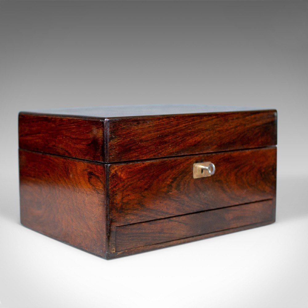 Antique Vanity Box, English, Victorian, Travelling Case, Rosewood, Circa 1850