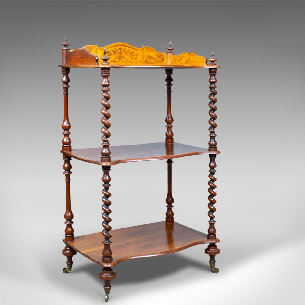 Antique Whatnot, English, Walnut, Three Tier, Victorian, Display Stand, c.1850