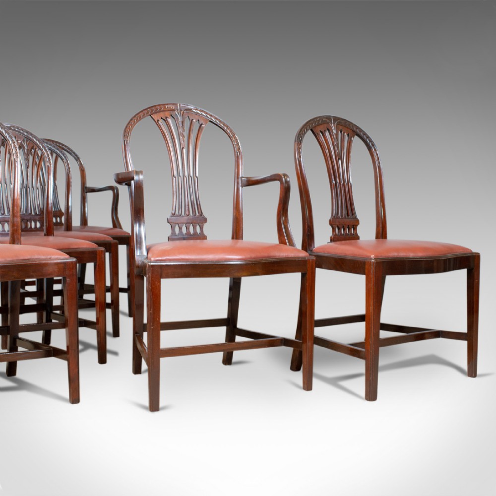 Antique Set of Six Dining Chairs, Hoop Back, Manner of Hepplewhite, Circa 1930