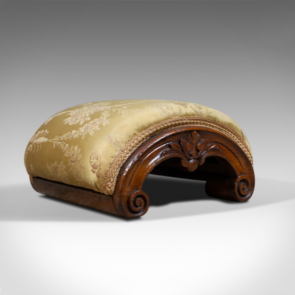 Antique Footstool, English, Victorian, Dome-Topped, Walnut, Carriage Stool c1840