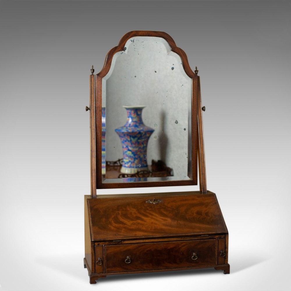 Antique Bureau Mirror, English, Georgian Revival, Mahogany, Toilet Circa 1910