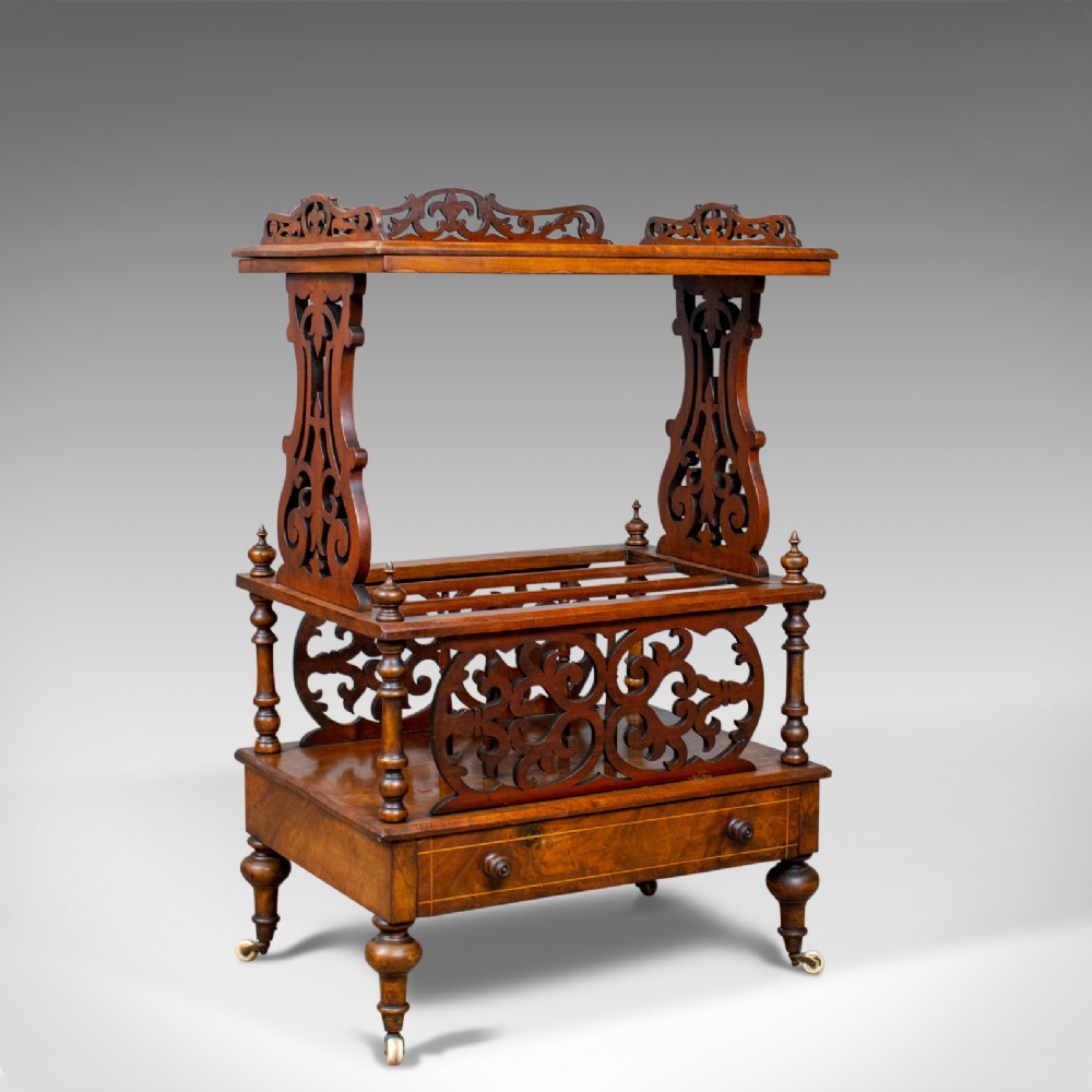 Antique Canterbury Table, English, Victorian, Music, Walnut, Circa 1860