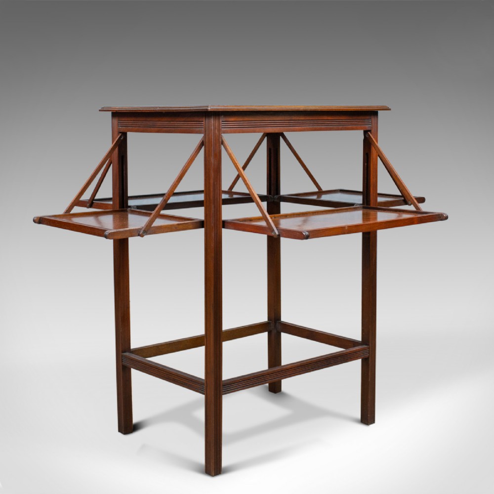 Antique Tea Table, English, Edwardian, Walnut, Cake Stand, Folding, Circa 1910