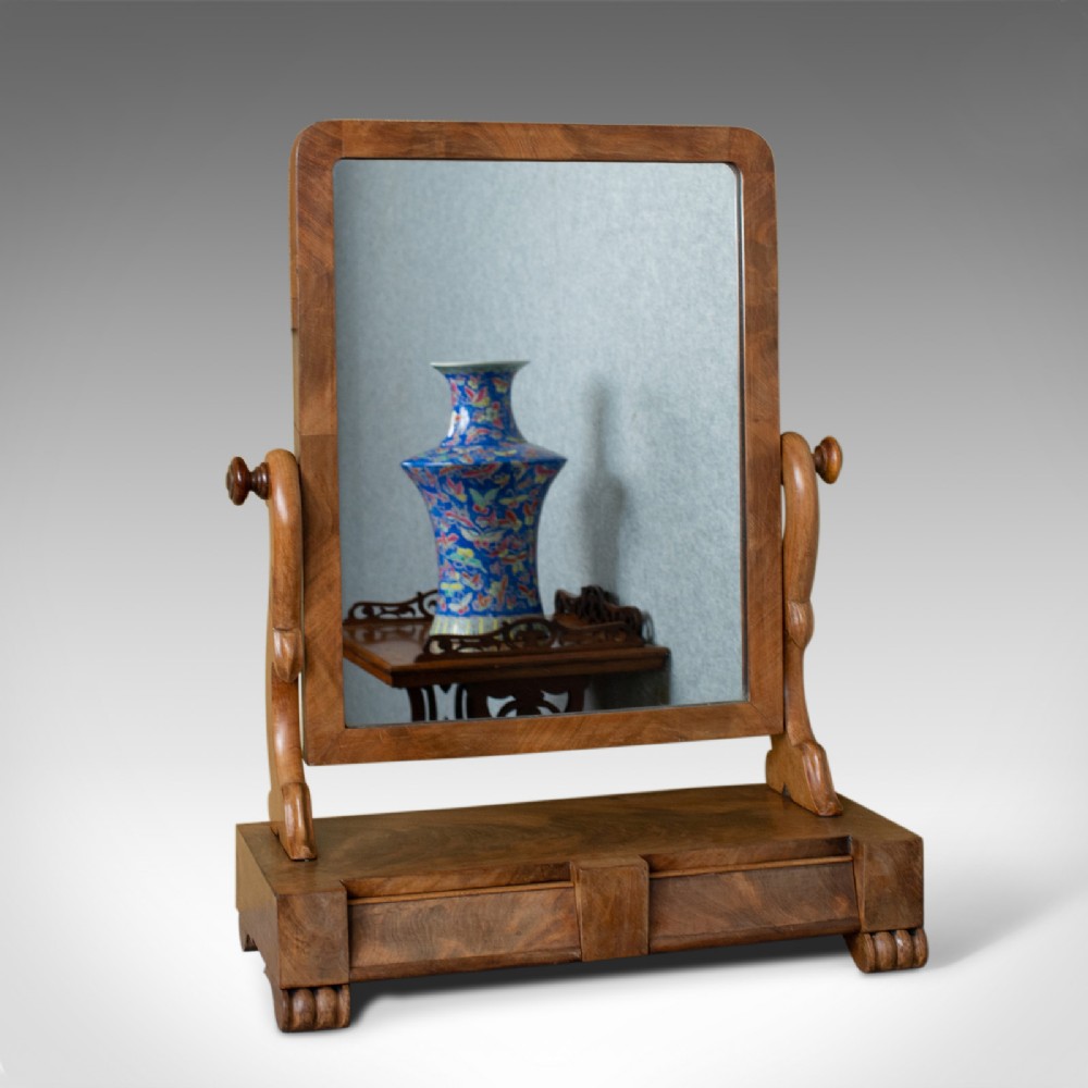 Antique Dressing Table Mirror, Victorian, Mahogany, Adjustable, Swing Circa 1870