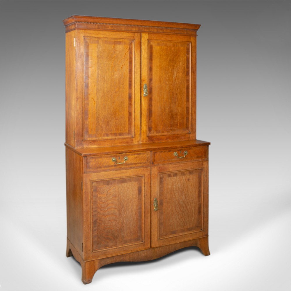 Antique Estate Cabinet, English, Victorian, Oak, Press Cupboard, Circa 1890