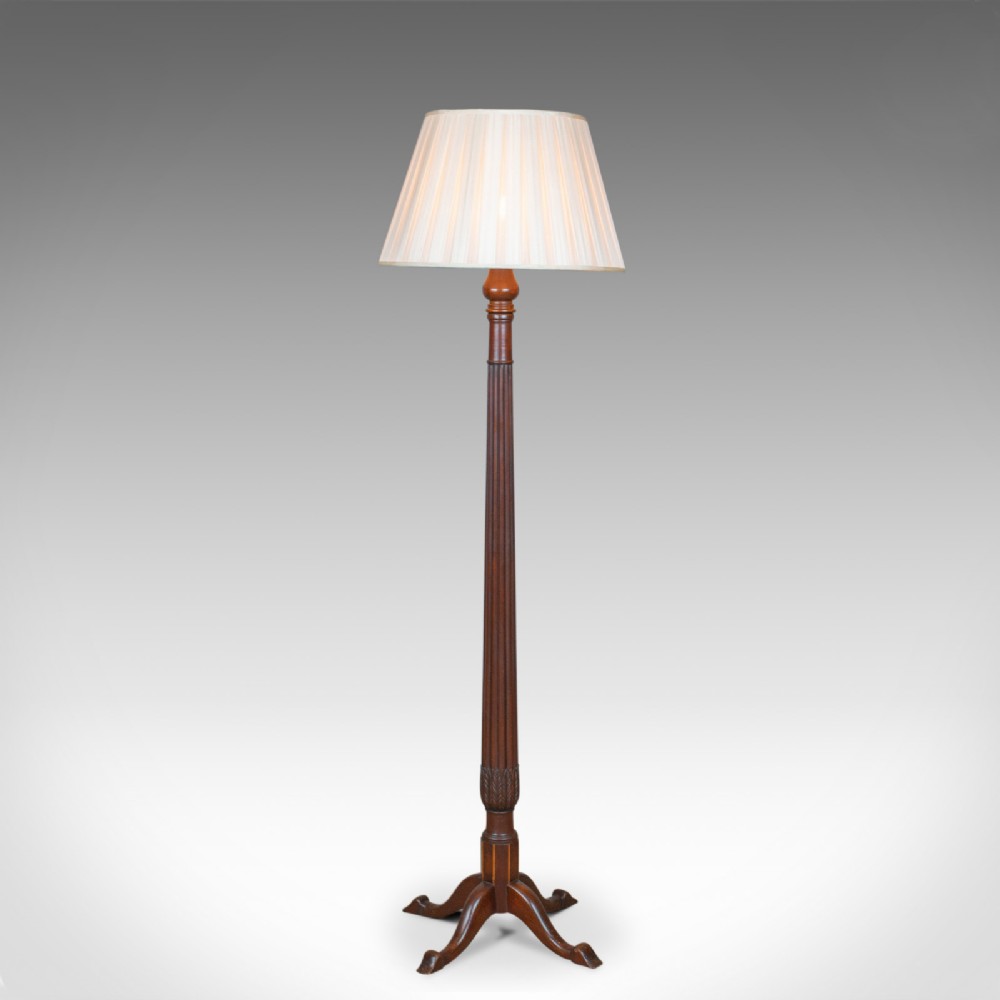 Antique Standard Lamp, English, Edwardian, William IV Bedpost Light, c.1910