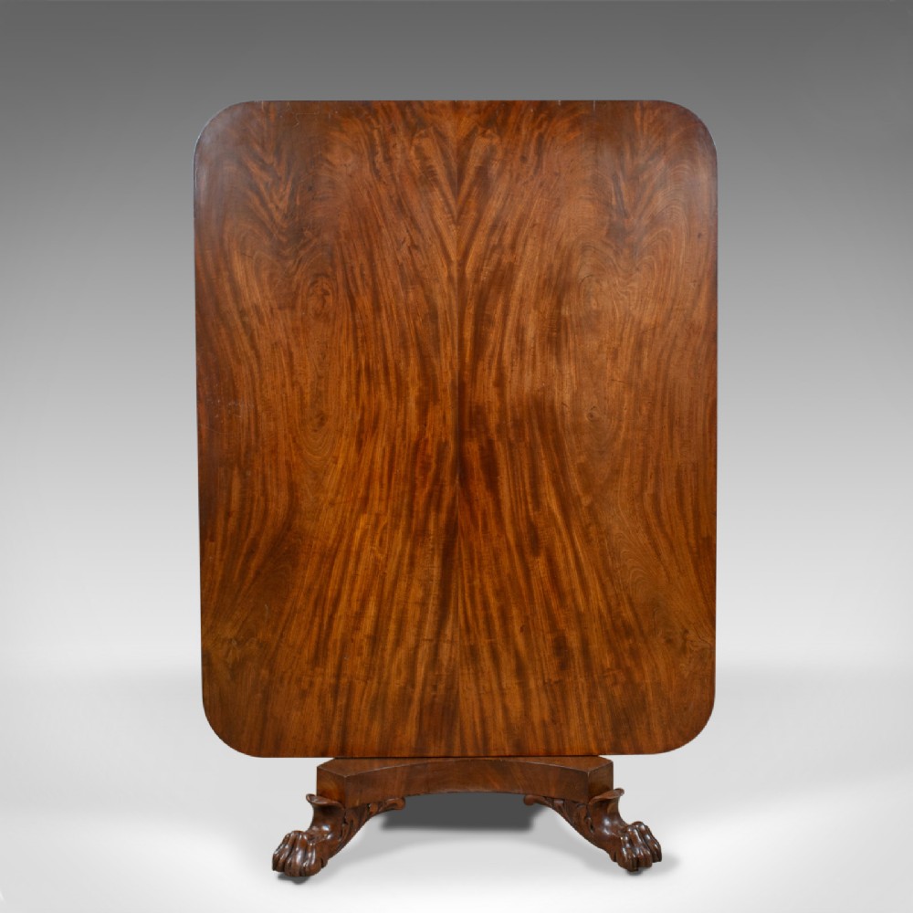 Antique Breakfast Table, English, Regency, Flame Mahogany, Tilt-Top, Circa 1830