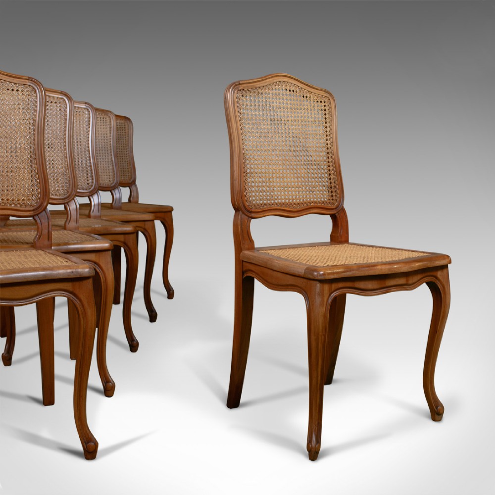 Set of Six, Antique Dining Chairs, French, Beech, Louis XV Revival, Circa 1930