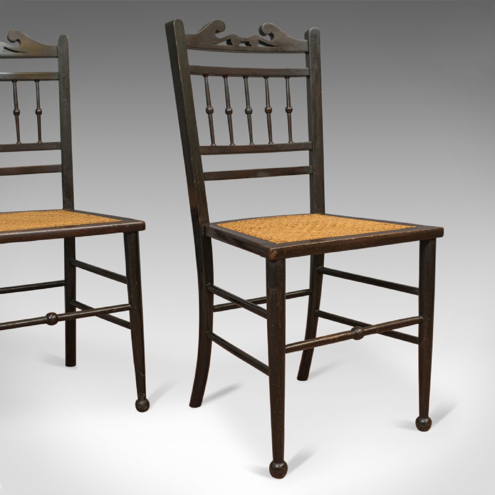 Pair of Antique Chairs, Edwardian, Ebonised, Side, Early 20th Century, C.1910