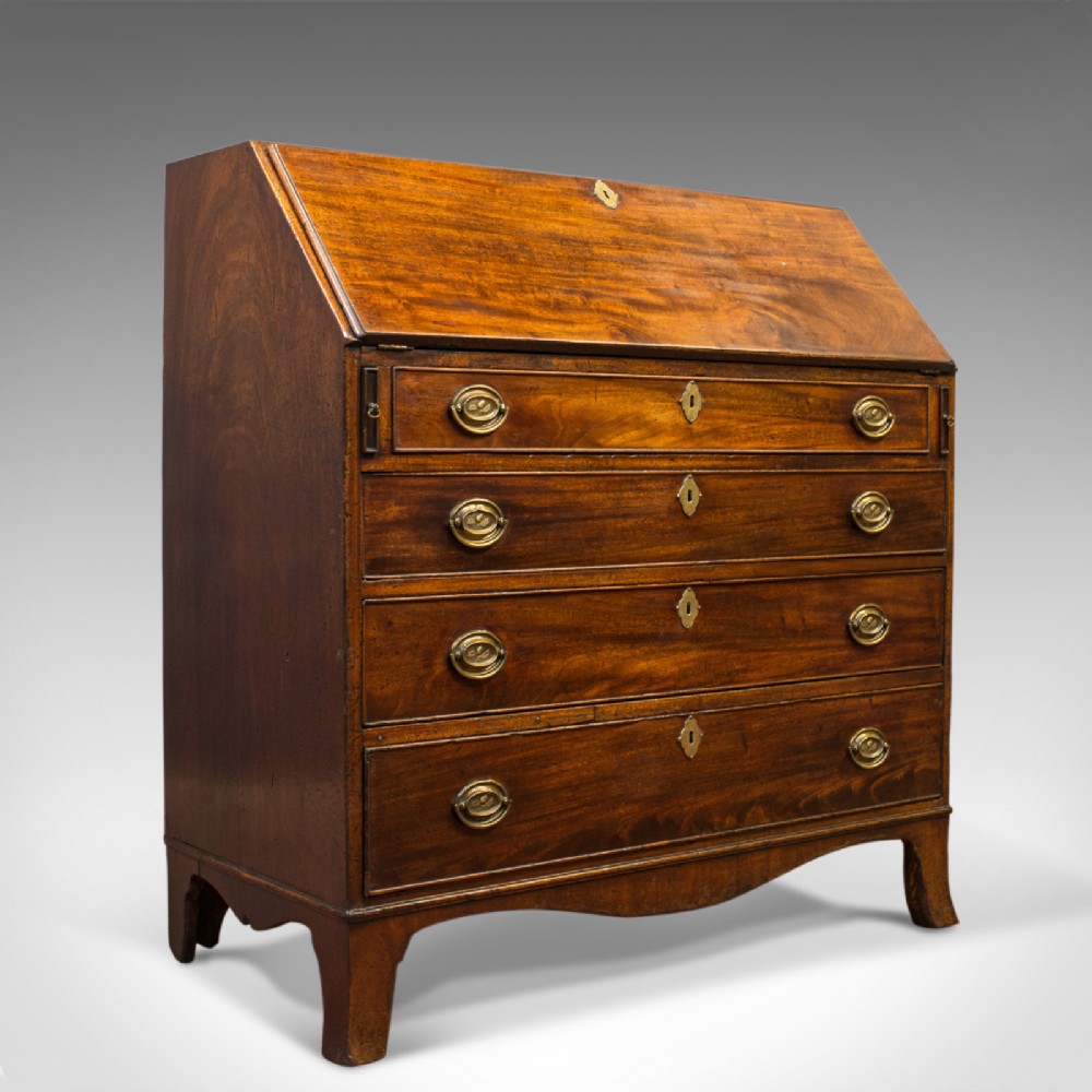 Antique Bureau, English, Georgian, Mahogany, Late 18th Century, Circa 1790