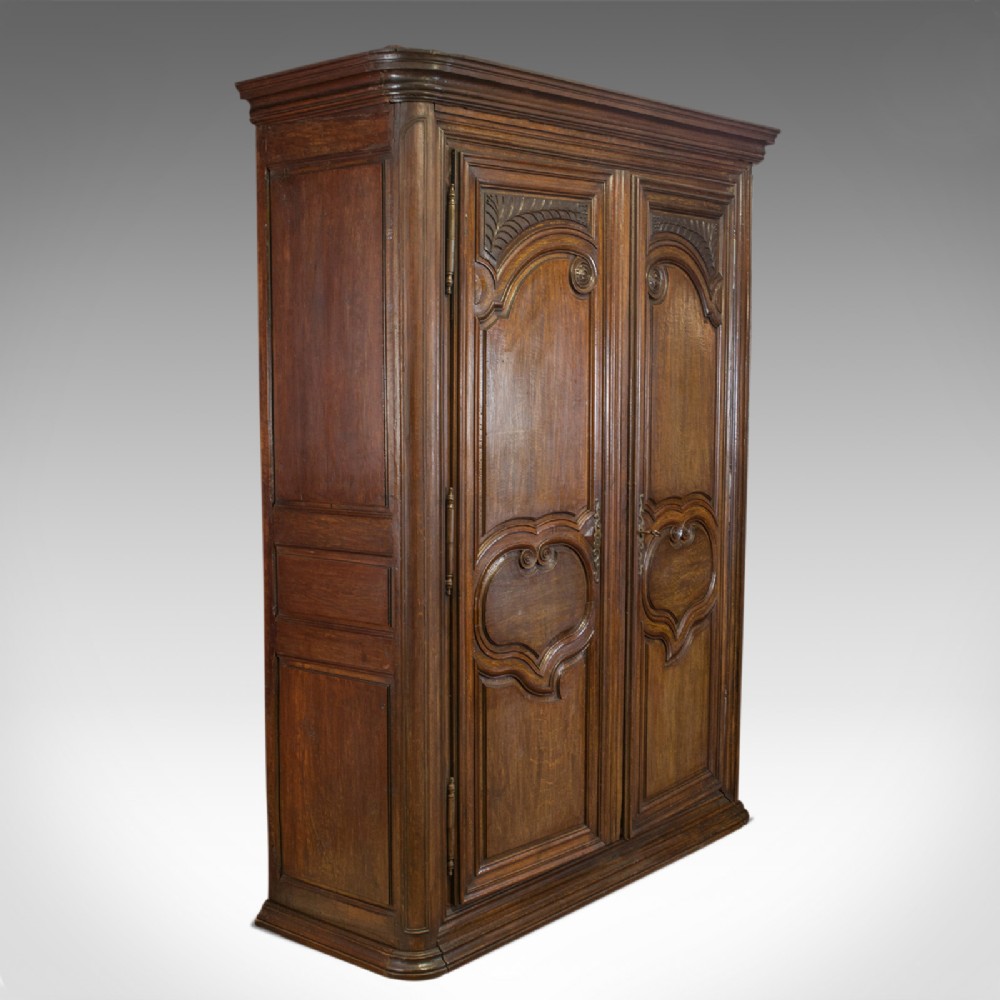 Antique Continental Armoire, French, Oak, Wardrobe, Mid 19th Century, Circa 1850